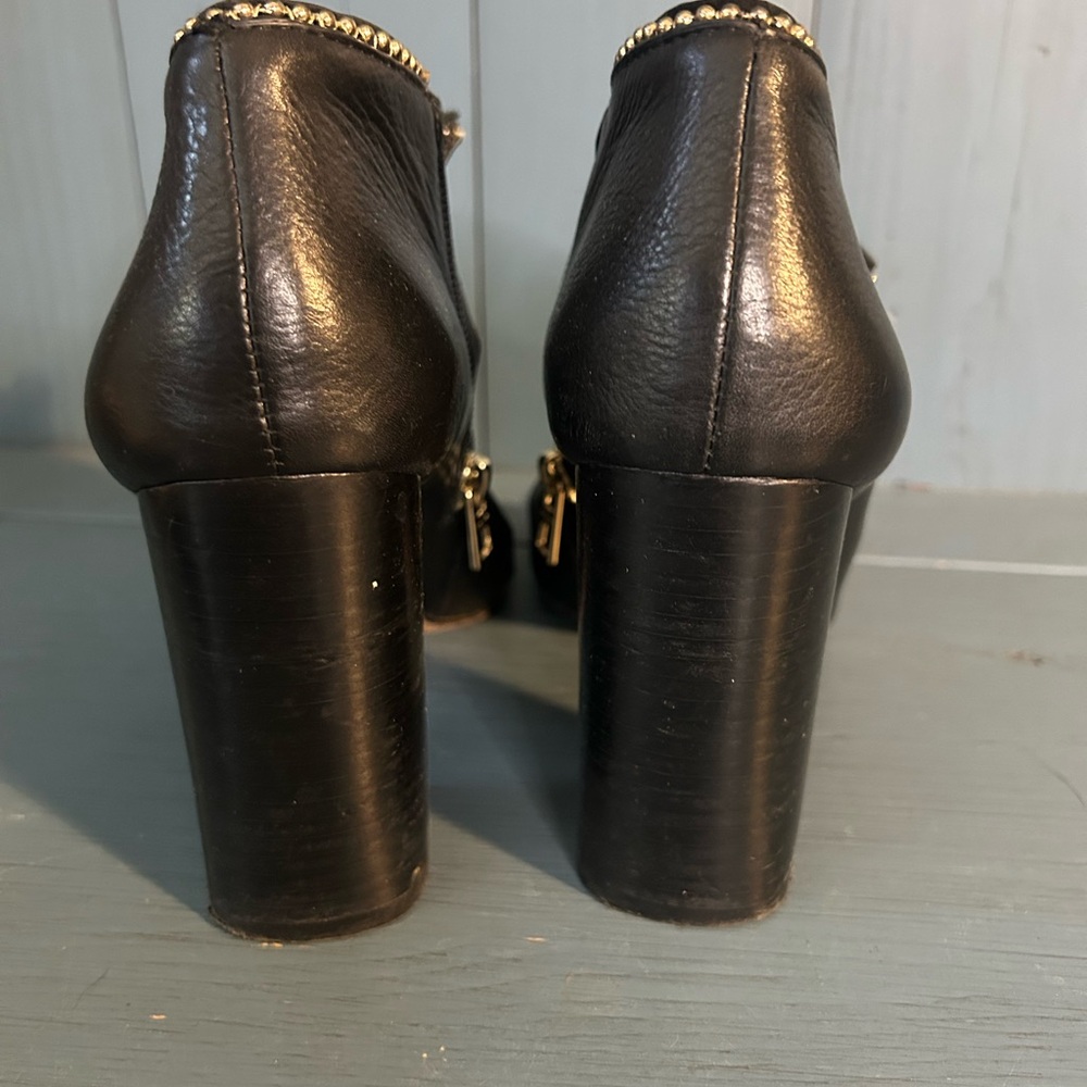 Coach Black Leather Open-Toe Ankle Boots | Size 7 - Picture 3 of 9